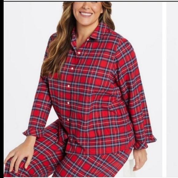 Draper James Women's Plus Size Cotton Flannel Christmas Red Plaid Pajama Set XXL - Picture 1 of 11